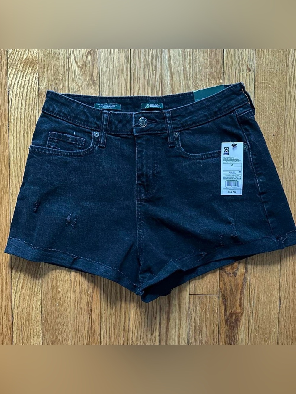 Wild Fable Women’s High Rise Denim Shorts Washed Black 6 Cotton Blend